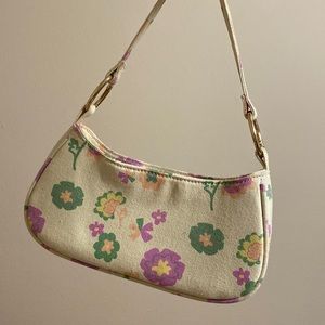 Urban Outfitters Floral Mini Bag - Cream and Purple